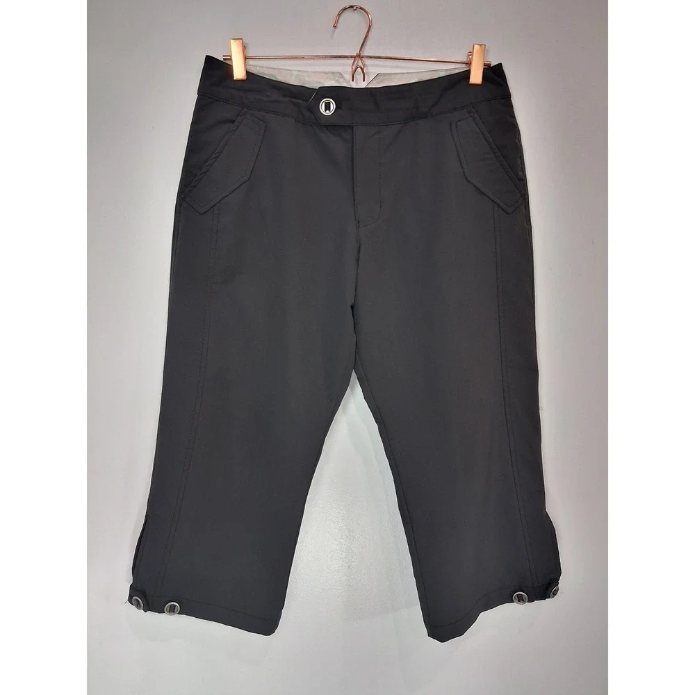 REI Womens 12 Hiking Capris Charcoal Gray UPF 50 Stretch Outdoor Crop Pants